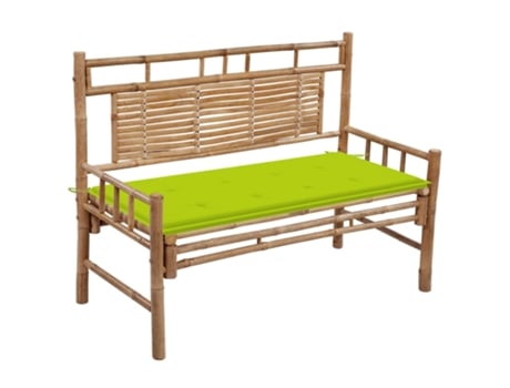 Banco de jardín con cojín bambú 120 cm MAISON EXCLUSIVE