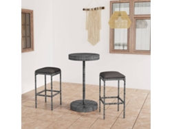 Conjunto de bar de jardín de 3 piezas DKD Home Decor con cojines de mimbre gris