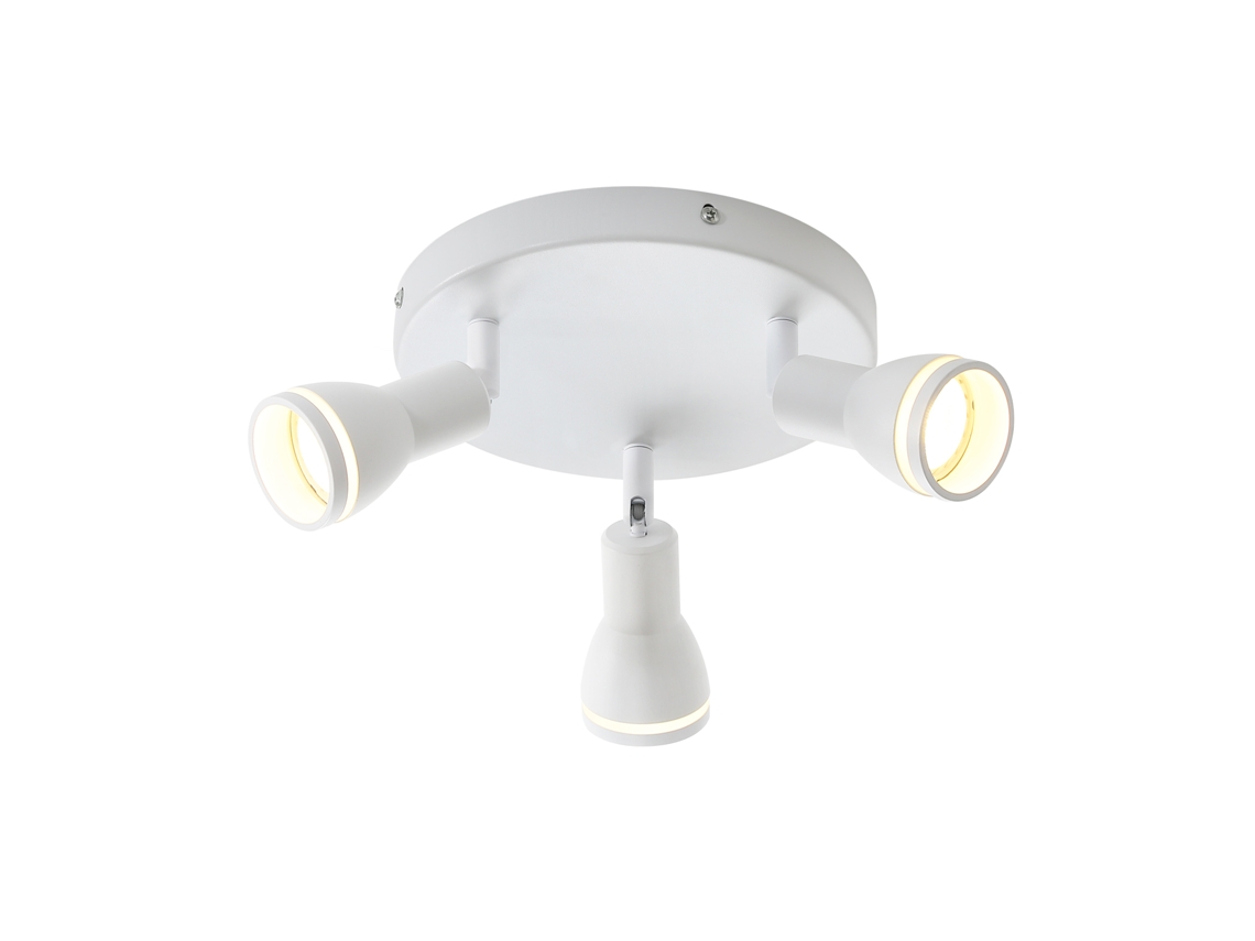 Lámpara de Techo Blanca Moderna: 3 Focos de Techo de Metal Regulables Lámpara de Techo Gu10 para Dormitorio Comedor Sin Bombilla NETTLIFE