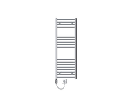 Radiador eléctrico de baño con barra calefactora 1200W 400x1200 mm Cromo curvo con conexión lateral LUXEBATH