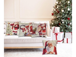 Juego de fundas de almohada navideñas Funda de cojín decorativa Lino corto de felpa Santa Claus Elk Tree Muñeco de nieve Decoración
