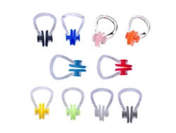 Paquete de 10 pinzas nasales de silicona impermeables para nadar, para niños y adultos, multicolor