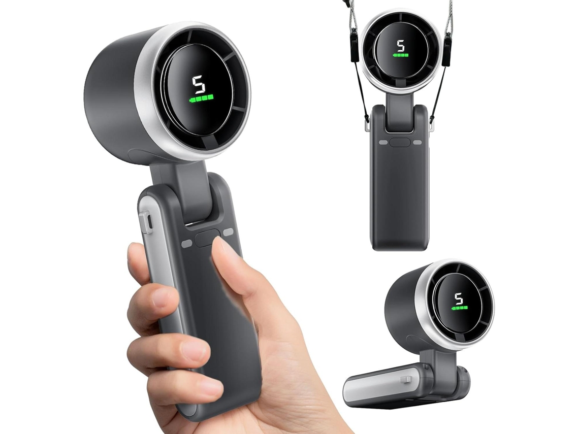 Mini Ventilador Portátil Plegable, Batería De 10000 Mah, Recargable Por Usb, 5 Velocidades De Viento.