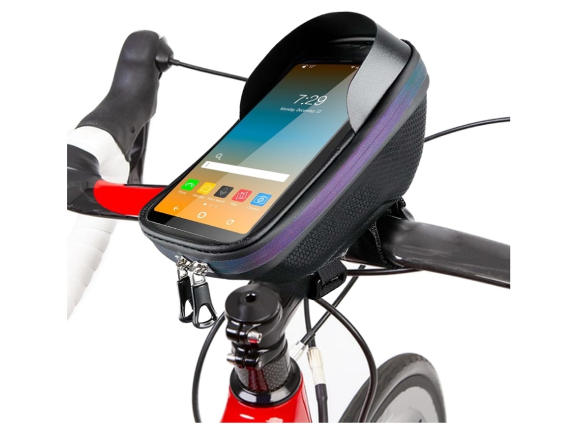 Bolsa impermeable para manillar de bicicleta con soporte para teléfono de Gusshious.