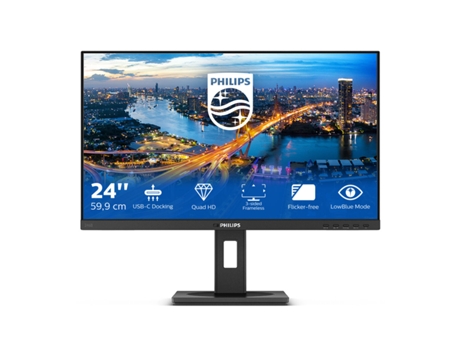 Monitor PHILIPS 246B1/00 (Negro - LED - IPS - Flicker free - 23,8 - Quad HD - 4 ms)