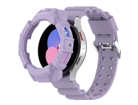 Correa de reloj de silicona Armor para Samsung Galaxy Watch4 de 44 mm + funda protectora (púrpura)