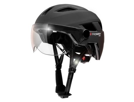 Casco e-bike CRAZY SAFETY com visor y luz LED Tamaño L (55-61cm) EN1078 certificado