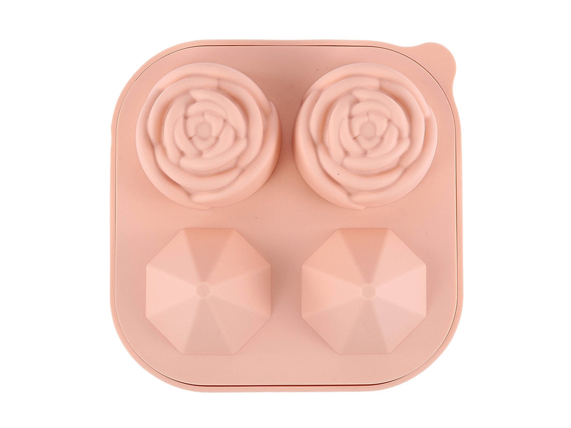 Bandeja De Silicona Para Cubitos De Hielo Con Estampado De Rosas Y Diamantes / Reutilizable (rosa) Czhhmart