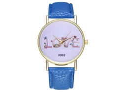 Reloj Unisex Con Correa De Cuero Sintético Y Movimiento De Cuarzo, Diseño Love Letters Royal Blue Zhoulianfa