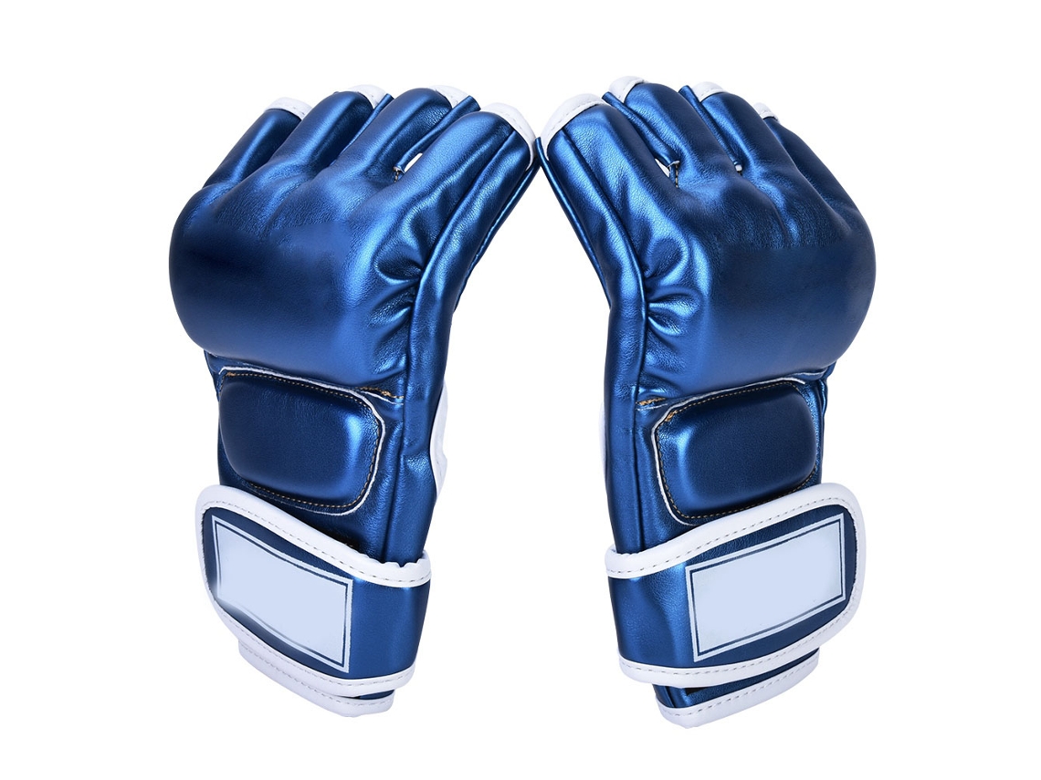 Guantes de Boxeo de Medio Dedo para Entrenamiento Sanda MMA, en PU, con Refuerzo en el Dorso de la Mano