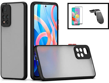 Kit Carcasa Trasera Protección Cámara + Protector de Pantalla Xiaomi Redmi Note 11 Pro+ Plus GIFT4ME Negro