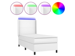 Maison Exclusive - Cama Box Spring Y Colchón Led Cuero Sintético Blanco 90x190 Cm