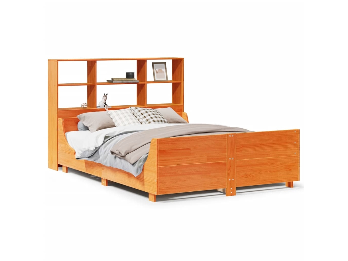 Maison Exclusive - Cama Con Estantería Sin Colchón Madera Maciza Marrón 120x190 Cm