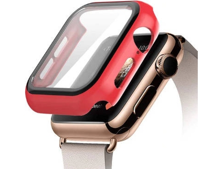 Carcasa y Protector de Pantalla Vidrio Apple Watch Series 6 G4M 44mm Rojo