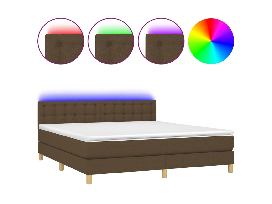 Maison Exclusive - Cama Box Spring Con Colchón Led Tela Marrón Oscuro 160x200 Cm