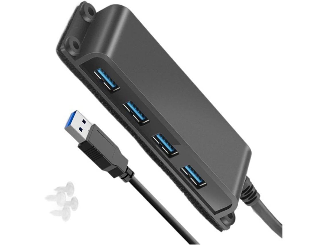 Cable Divisor Con Base Adhesiva Heartbond Usb Para Montaje En Pared, Versión Central, 4 Puertos, Rapid, 5 Gbps