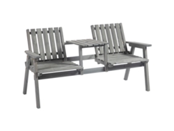 Conjunto De Mesa Y Banco De Jardín Con 2 Sillas, Madera Maciza, Gris.