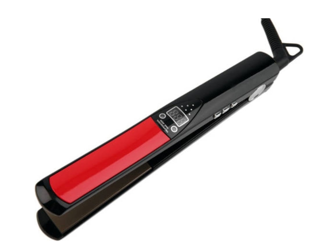 Rizador de pelo multifuncional de cerámica y turmalina Yunzii con férula eléctrica, color negro