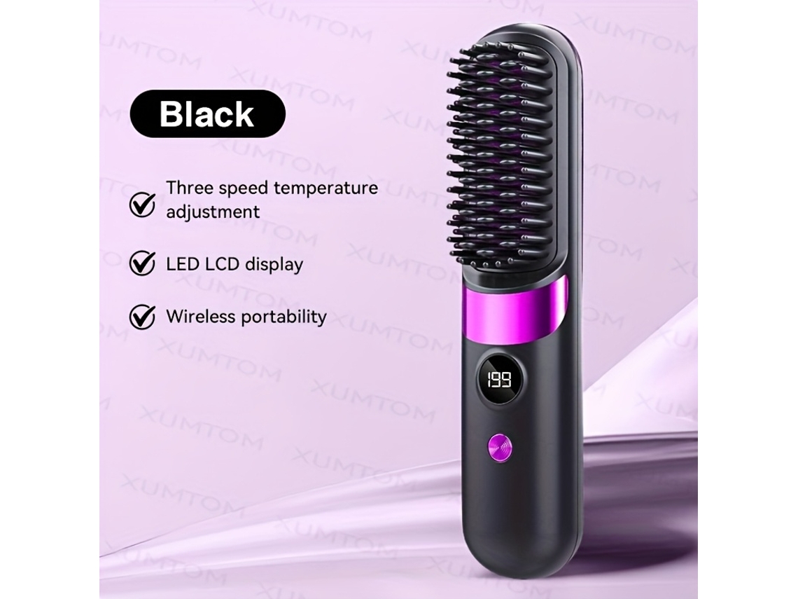 Plancha De Pelo Ligera E Inalámbrica Con Peine, Se Calienta Rápidamente, Apta Para Todo Tipo De Cabello, Ideal Para Viajar.