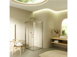 Cabina de ducha Dora de 85 x 100 x 190 cm con puerta corredera y 1 panel fijo, perfiles cromados y cristal templado transparente, Moments of Glass