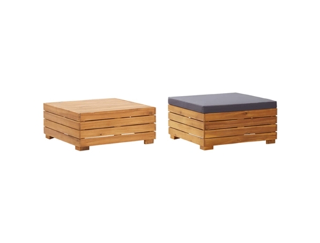 Mesa de jardín VIDAXL Gris Madera de acacia (68x68x30 cm)