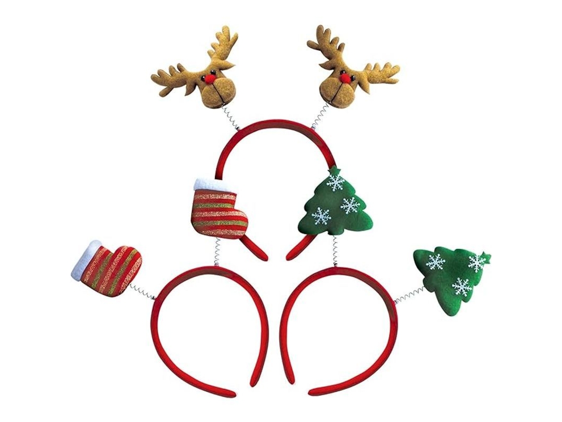 Tiara Navideña Para Mujeres Y Niños - Cuernos De Reno Y Gorro De Papá Noel - Adultos Y Niños