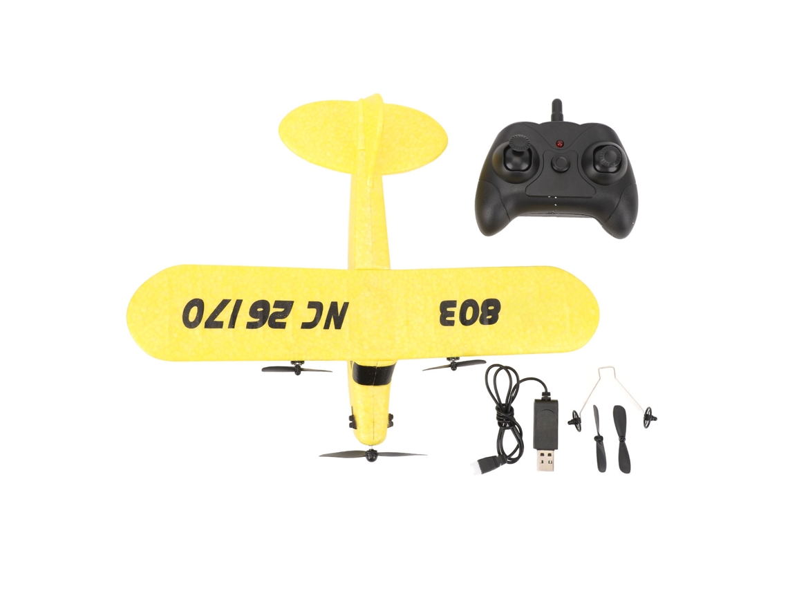Avión Teledirigido Con Potente Motor Y Sistema Anticolisión, Modelo Planeador Amarillo Para Uso Infantil Al Aire Libre.