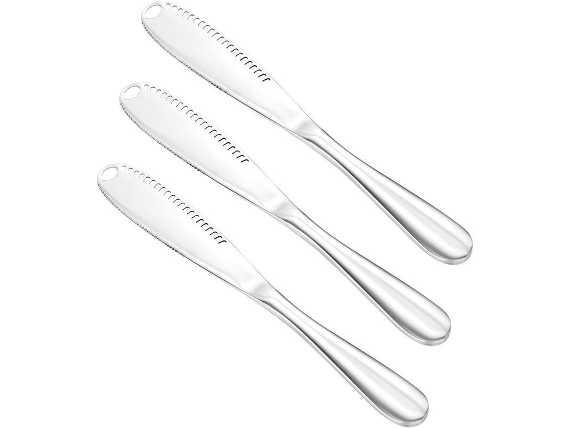 Cuchillo Esparcidor De Mantequilla De Acero Inoxidable Multifuncional 3 Piezas Plata