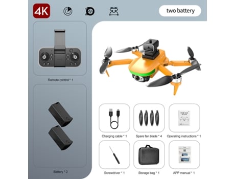 VPCOMERCIAL - Drone S5S con cámara 4K HD Evitación de obstáculos con láser (2 baterías - Duración de la batería: 18 min - Naranja)