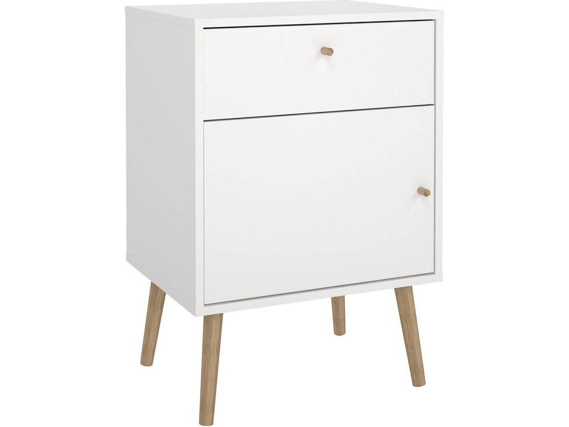 Mesa de Noche TVILUM Bodo 1 Puerta y 1 Cajón (Blanco)