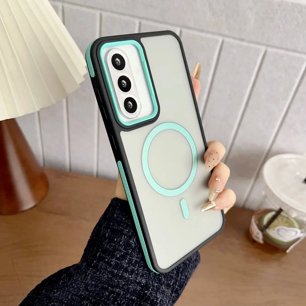 (cian, Galaxy A07) Funda Magnética Mate Para Teléfono, Compatible Con Magsafe, Con Protección Antideslizante En Los Bordes.