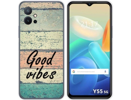 Carcasa para Vivo Y55 5G TUMUNDOSMARTPHONE Dibujos Madera 01 Multicolor