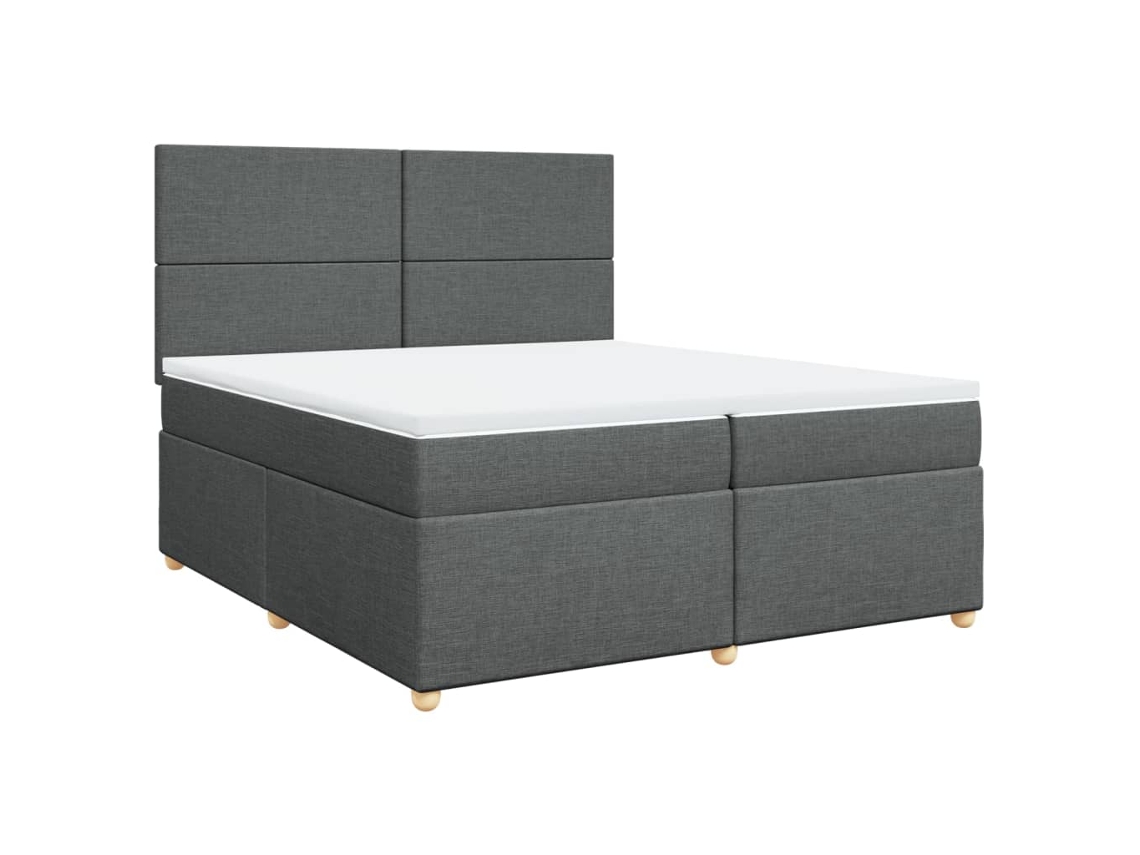 Maison Exclusive - Cama Box Spring Con Colchón Tela Gris Oscuro 200x200 Cm
