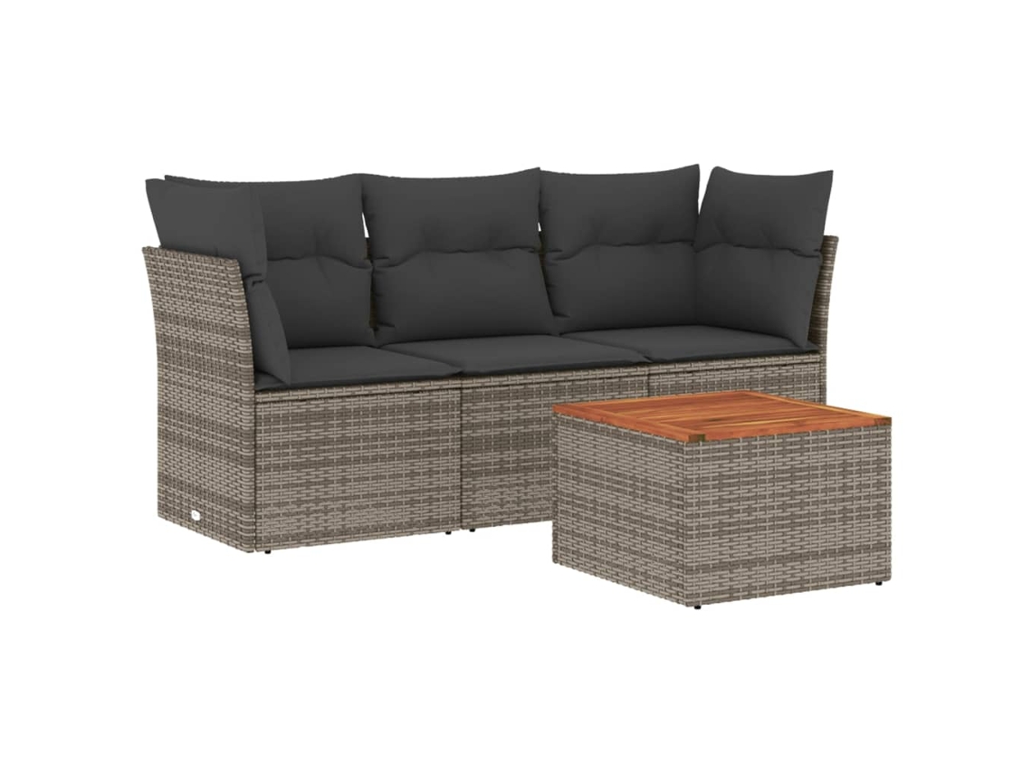 Maison Exclusive - Set De Sofás De Jardín 4 Pzas Y Cojines Ratán Sintético Gris