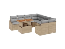 Maison Exclusive - Conjunto De Comedor De Jardín Con Cojín 9 Pcs Beige Y Gris