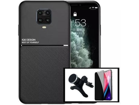 Kit Funda Magnetic Lux, Anti-Spy 5D Full Cover y Soporte Magnético de Coche Reforzado Xiaomi Redmi Note 10 Lite PHONECARE Negro