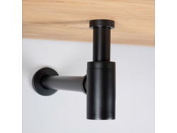 Kibath Sifón Desague Redondo Min 35 Cm Acabado Negro Mate Fabricado En Latón