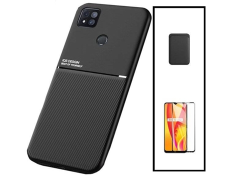 Kit Funda Magnetic Lux, Magnetic Wallet Negro y 5D Full Cover Xiaomi Redmi 9 Activ PHONECARE Negro