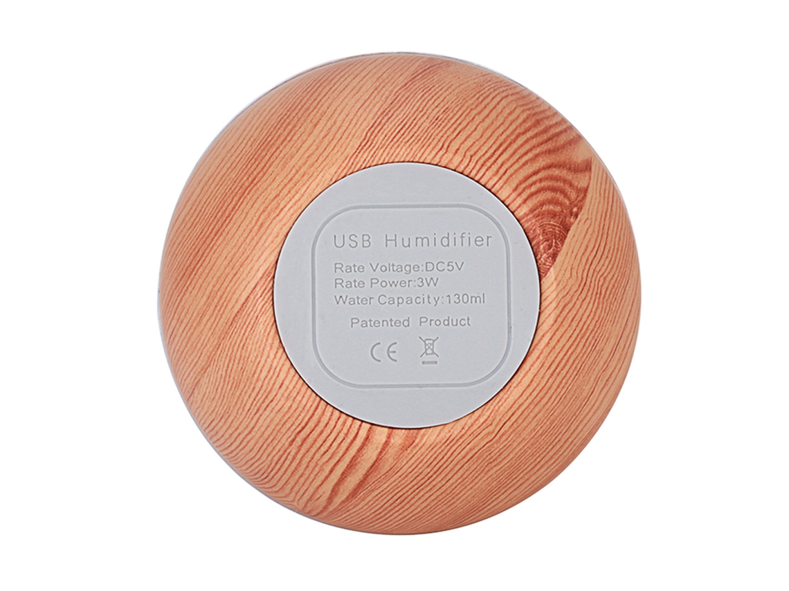 Umidificador Difusor Aroma Ultrassônico Com Luz 7 Cores Usb Mudo Madeira Clara Para Lar Escritório