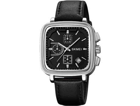 VEANXIN Reloj de pulsera con correa de cuero resistente al agua y cronógrafo cuadrado-Ejército verde