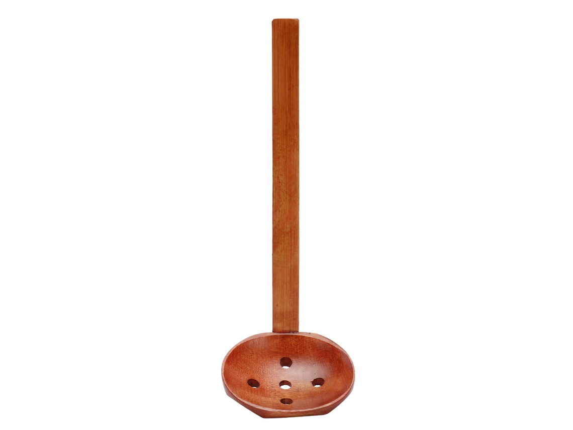 Colador de madera con cuchara resistente al desgaste y mango largo para cenas familiares y catering