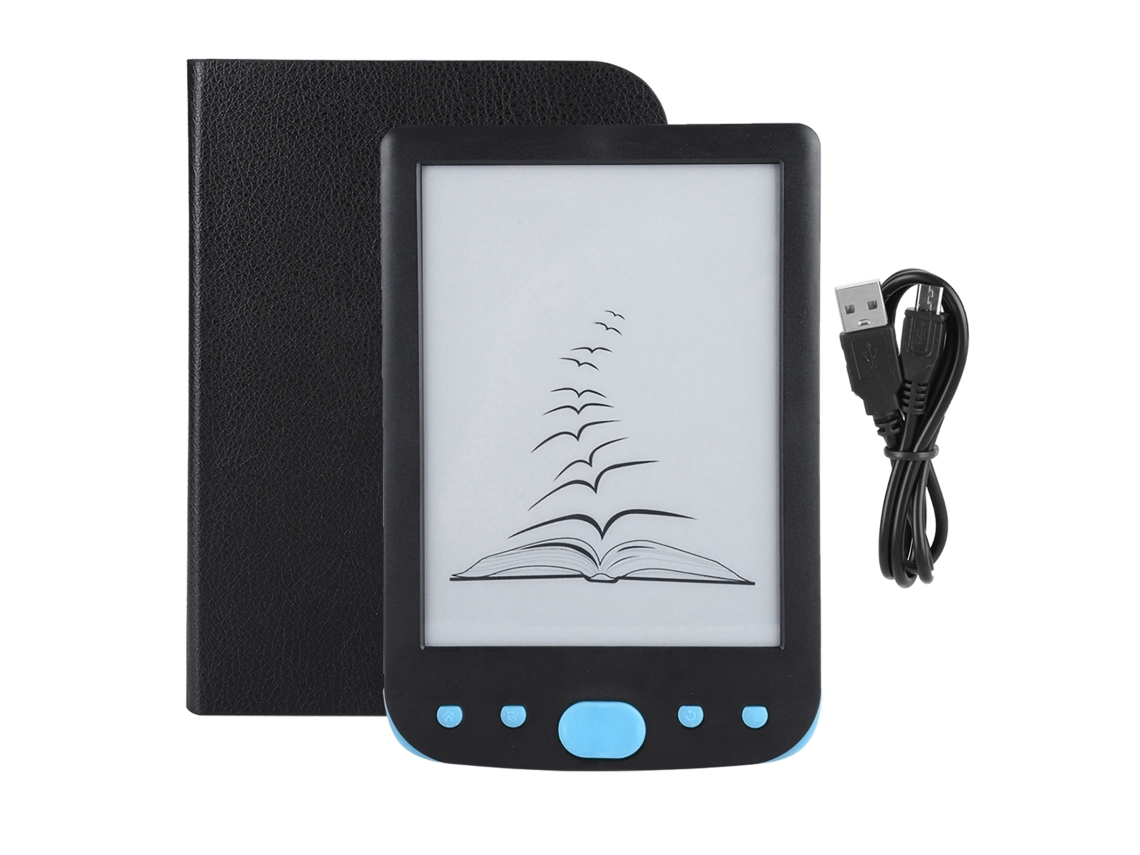 Lector de libros electrónicos portátil BK 6025L de 6 pulgadas, 8 GB, compatible con TF, iluminación de pantalla azul, luz dorada