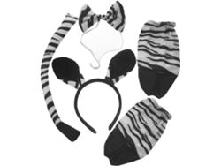 Conjunto De Disfraz De Cebra Para Adultos (niños Y Niñas): Diadema, Orejas, Lazo Y Cola.