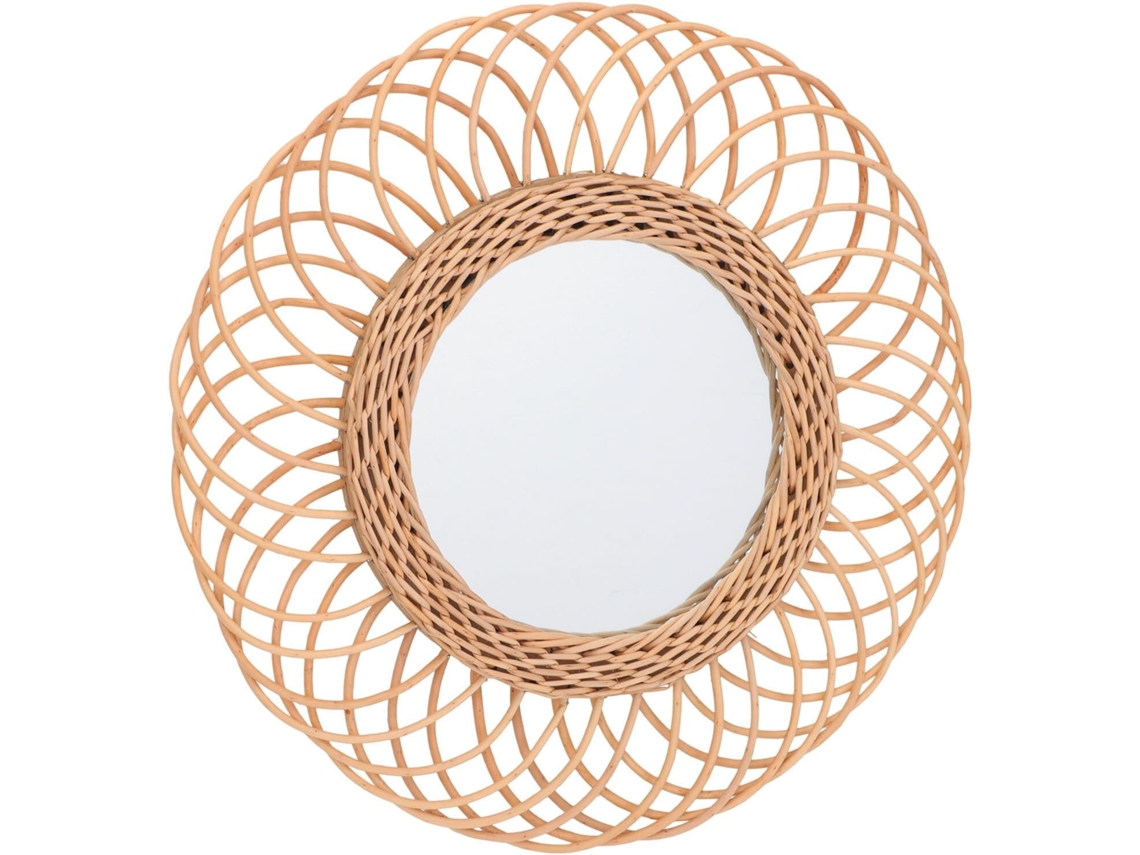 Espejo De Pared Decorativo Redondo E Innovador De Ratán Tejido Para Maquillaje, Sala De Estar, Dormitorio U Oficina.