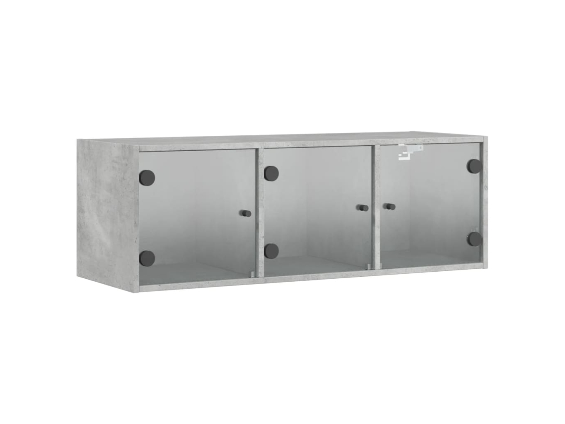 Maison Exclusive - Mueble De Pared Puertas De Vidrio Gris Hormigón 102x37x35 Cm