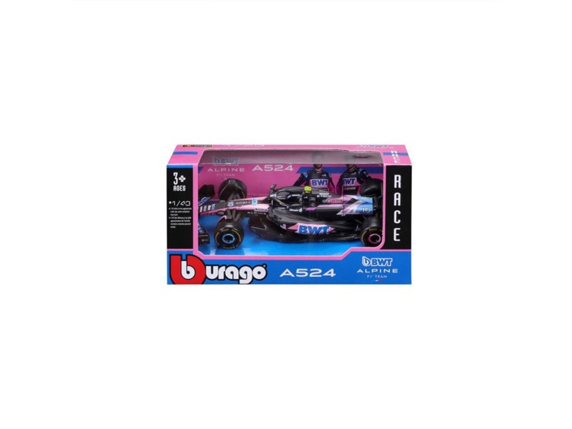 Coche Bburago Alpine F1 Bahrain 2024 A524 con conductor Gasly