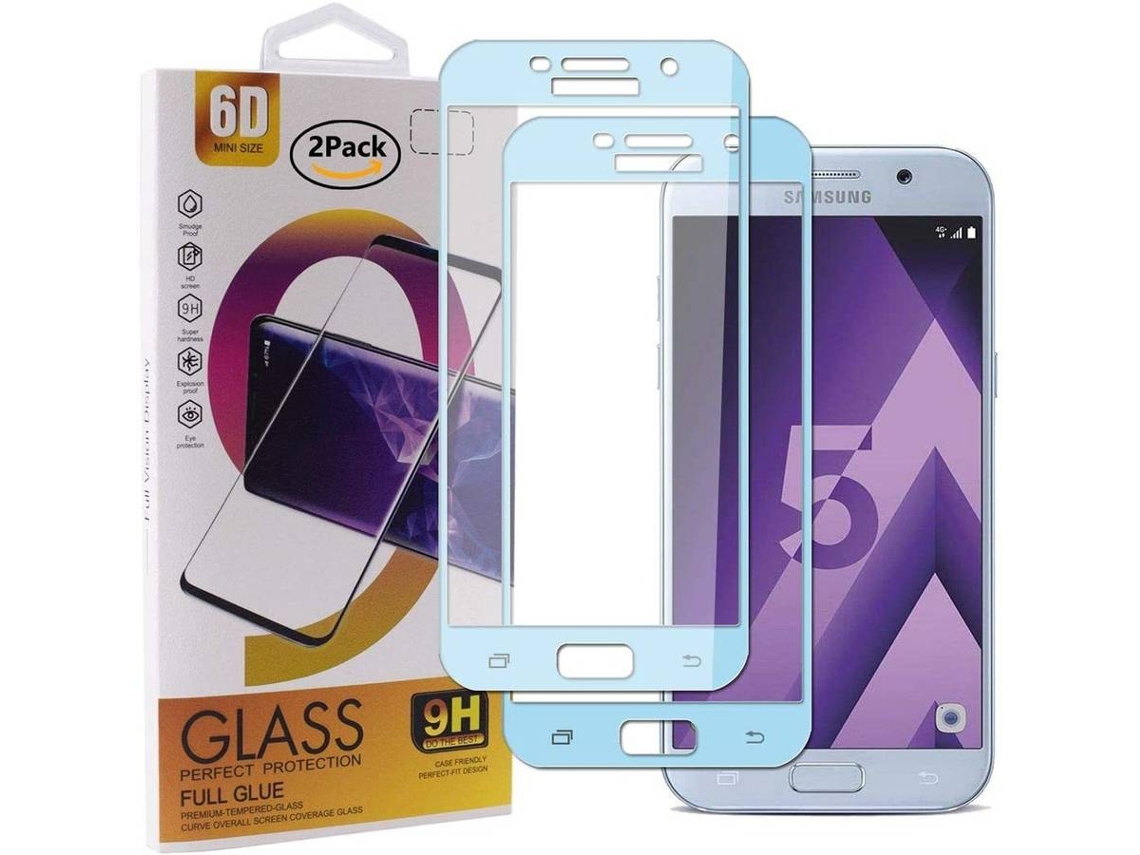 Protector Cristal Templado Samsung Galaxy A5 2017 A520F Cio HONGWE. Cobertura Completa Azul