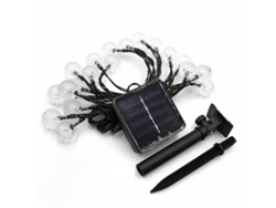 Luzes de corda solares BJ de 5 metros (16,4 pés) com 20 LEDs, à prova d'água, para pátio e jardim, branco quente.