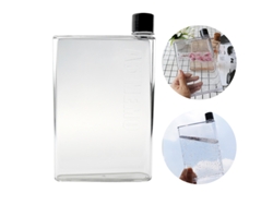 Botella deportiva reutilizable transparente de 750 ml, fabricada en vidrio y plástico, con tapa. Mdug