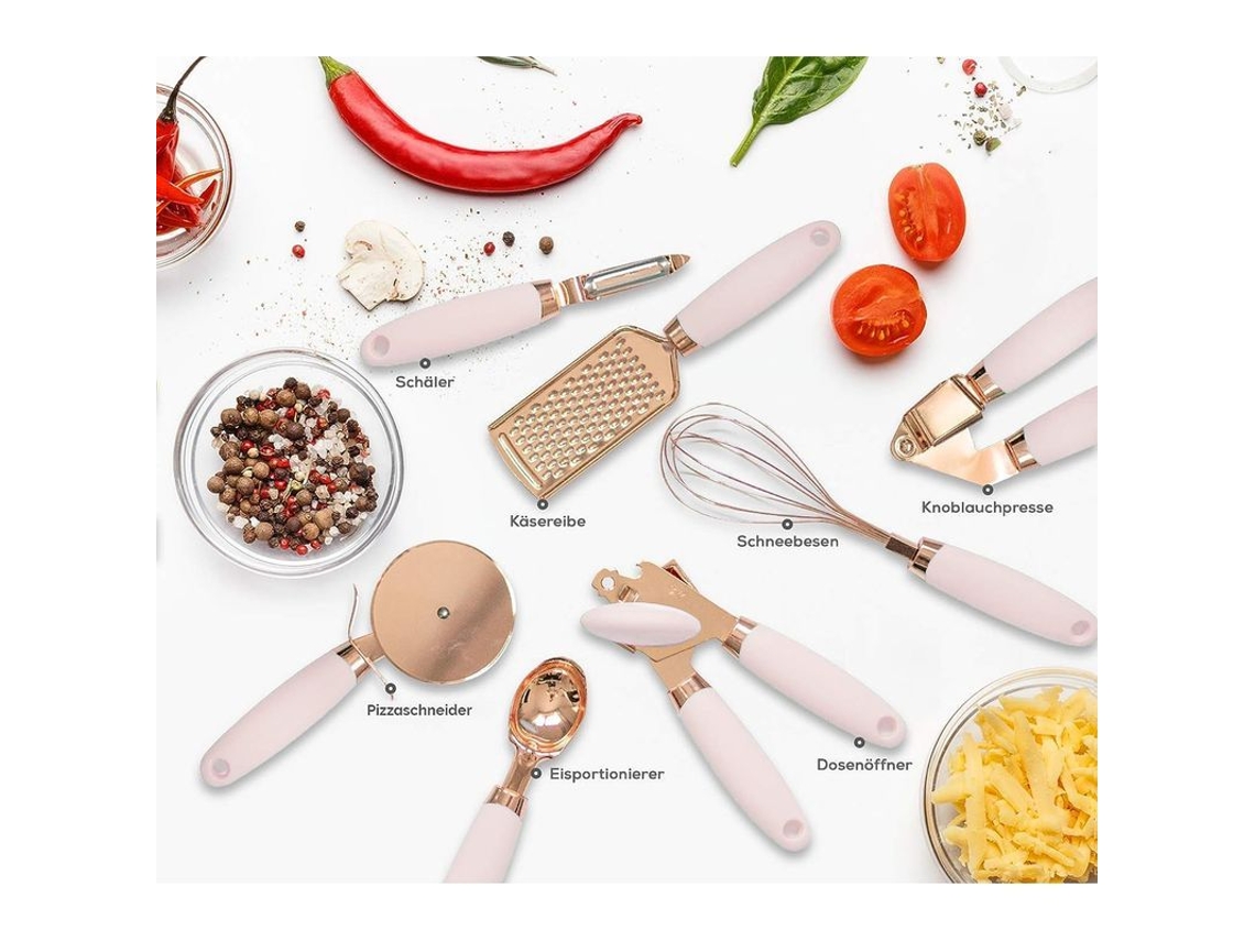 2026-conjunto De Ferramentas De Cozinha Moderna De Aço Inoxidável Revestido Com Cobre Rosa Acessórios Estilo